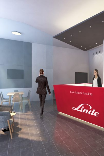 We designed the reception and conference room for Linde company