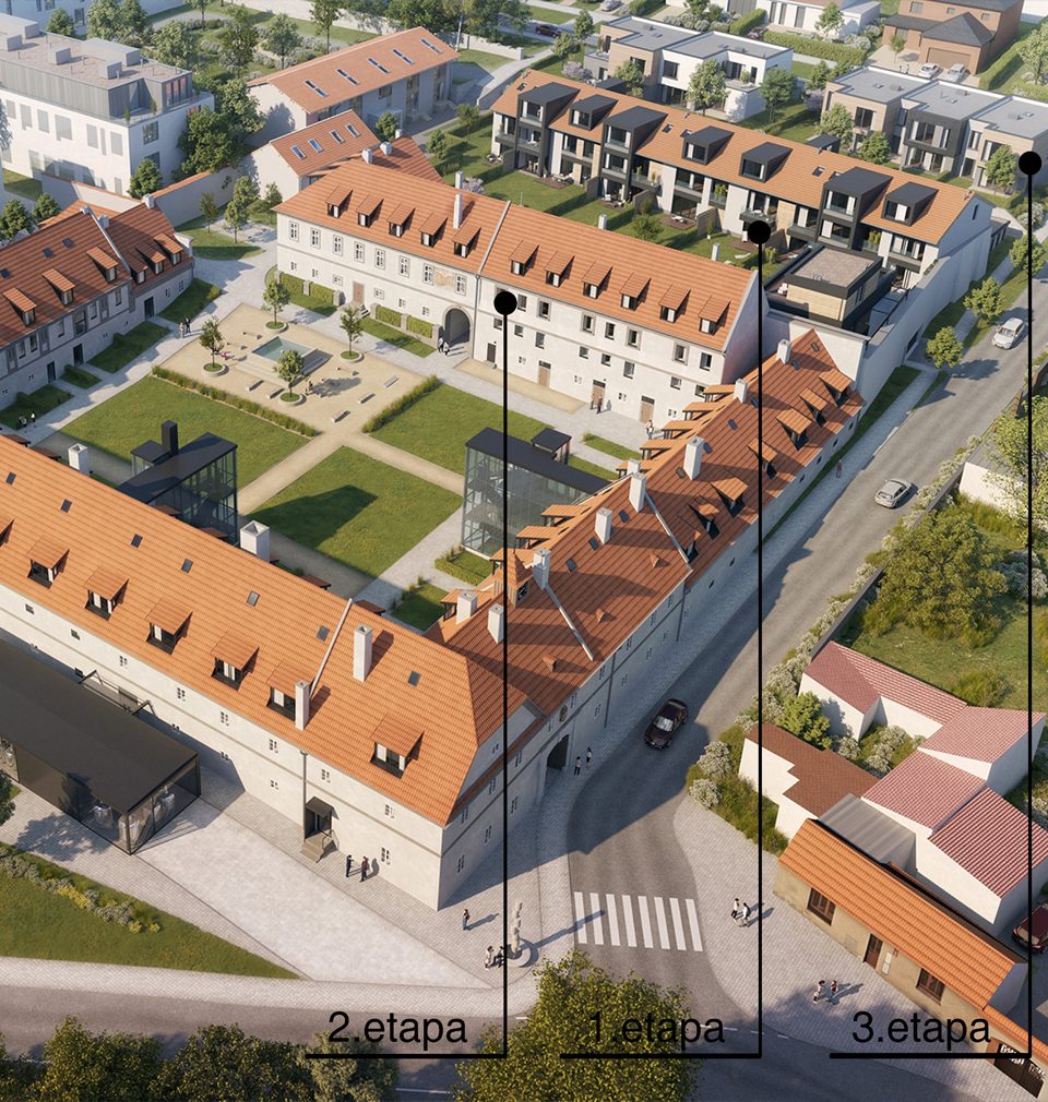 The first stage of revitalization and extension of Jinonický dvůr is under construction