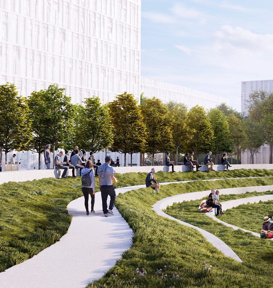 The following has been published on Earch.cz: A green pedestrian boulevard designed by MS plan studio will be the backbone of Prague’s Smíchov City district under construction