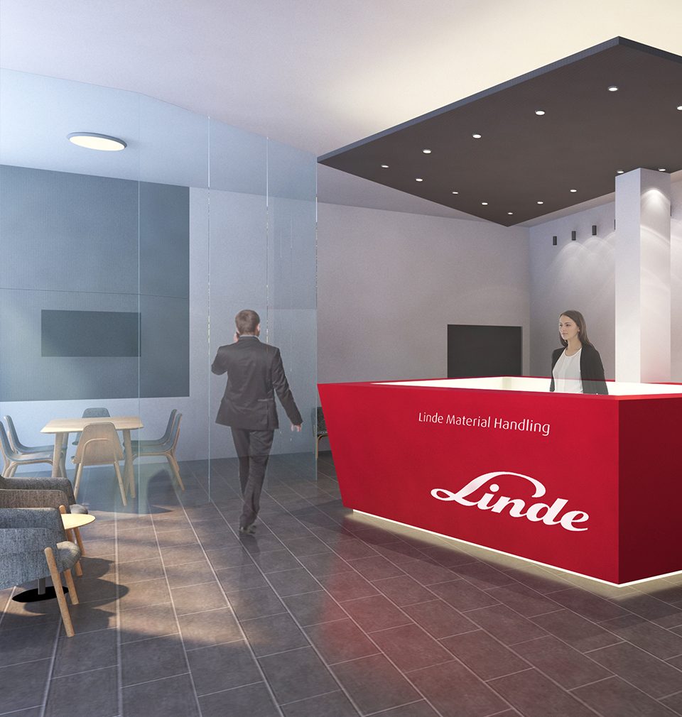 We designed the reception and conference room for Linde company