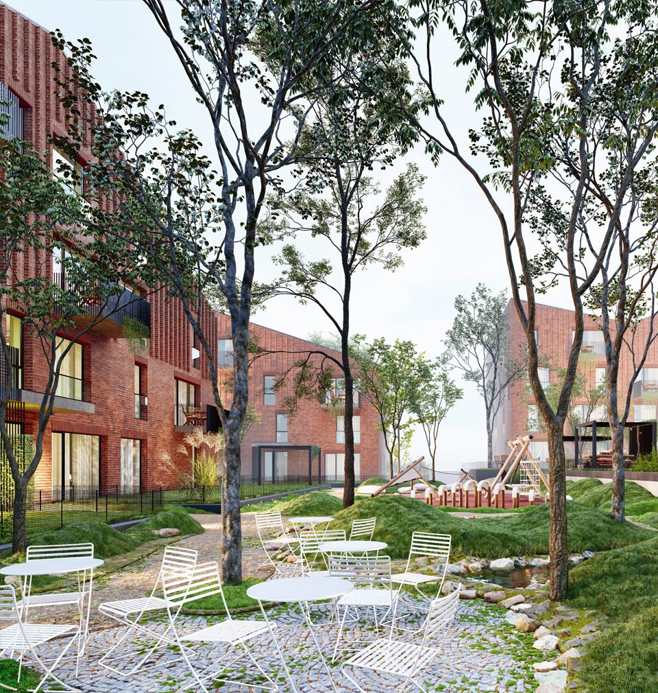 Our team led by Alexander Verner designed four apartment buildings with quality public space