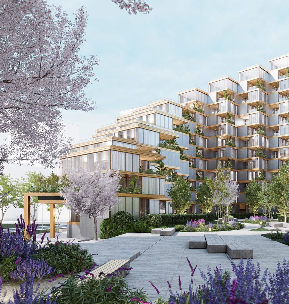 New residential building proposed for Bratislava embracing a green oasis of public space