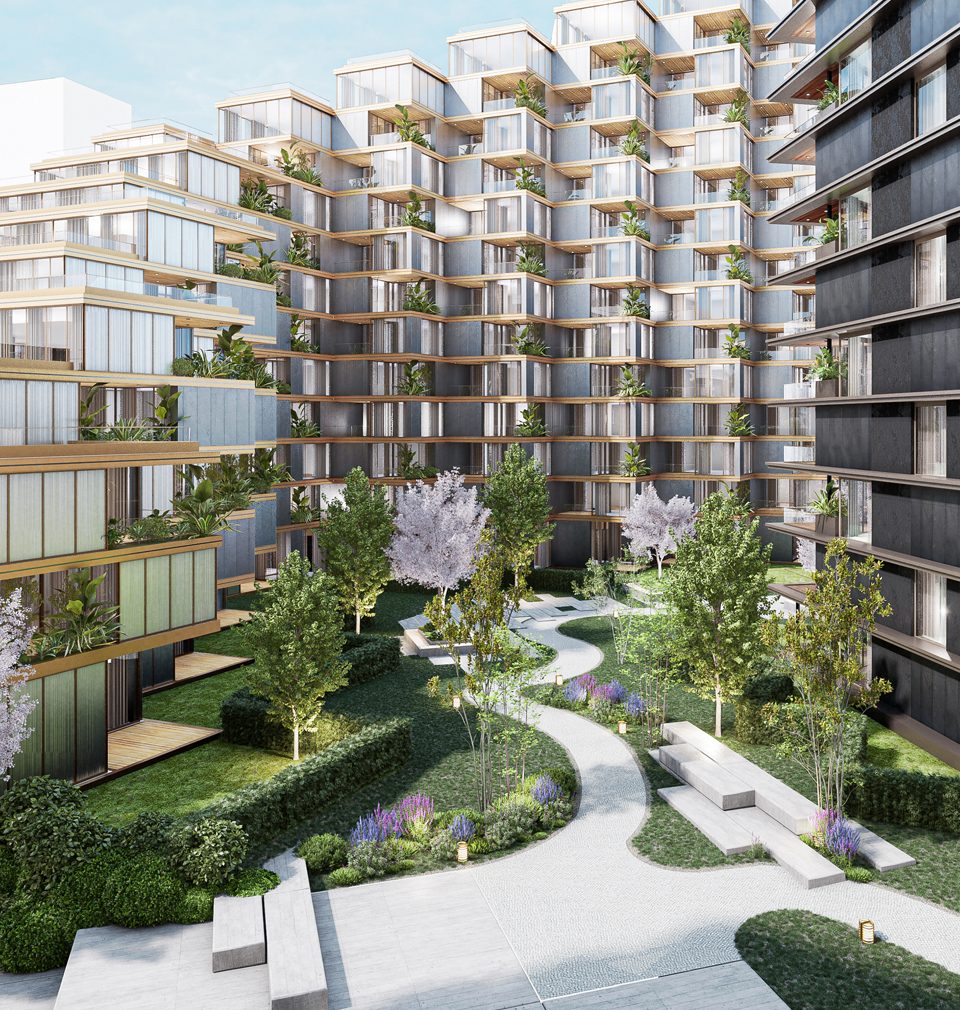 New residential building proposed for Bratislava embracing a green oasis of public space